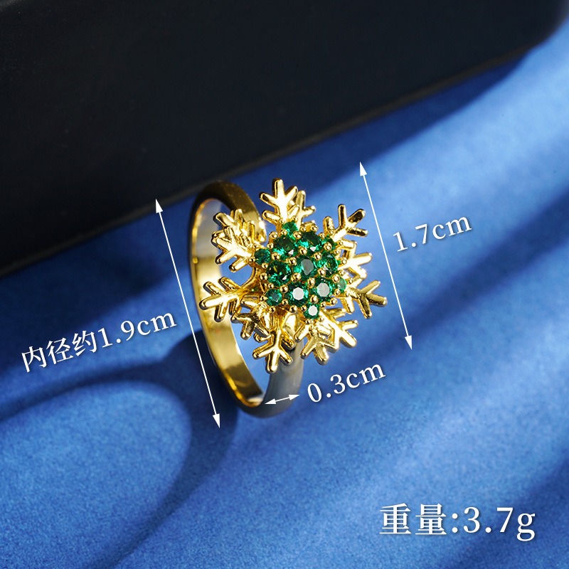 Personalidad popular arena oro flocos de nieve micro incrustación collar de diamantes verdes joyas chicas populares fabricantes directos de combinación de anillos al por mayor