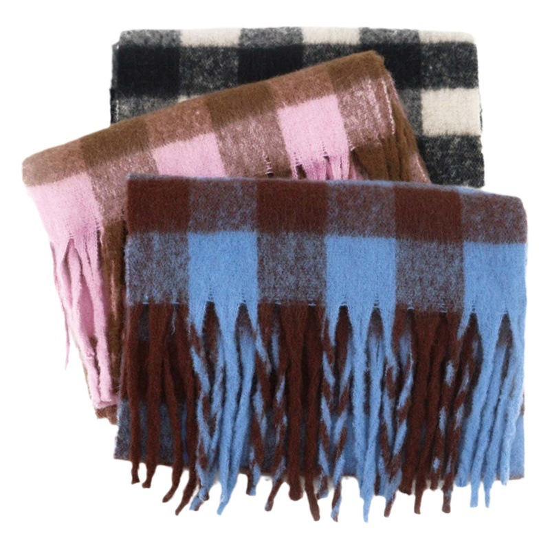 Yu Shuxin mismo estilo bufanda a cuadros niñas Corea Dongdaemun estilo ins estudiantes de moda estilo pareja retro de doble uso