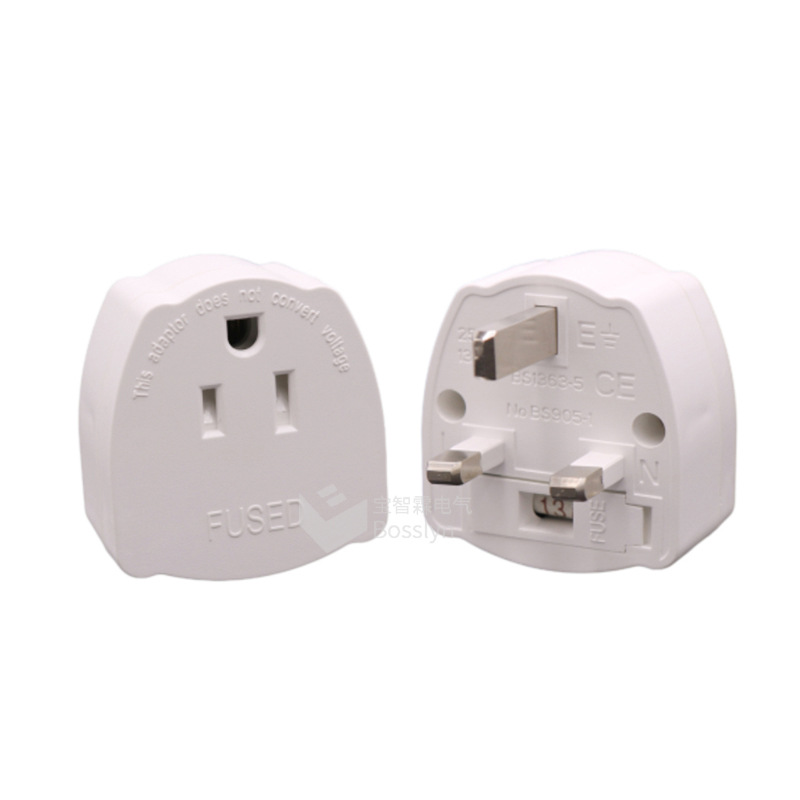 美标旅行转换插座 英转美式手机充电插头 13A带保险丝英规转换器