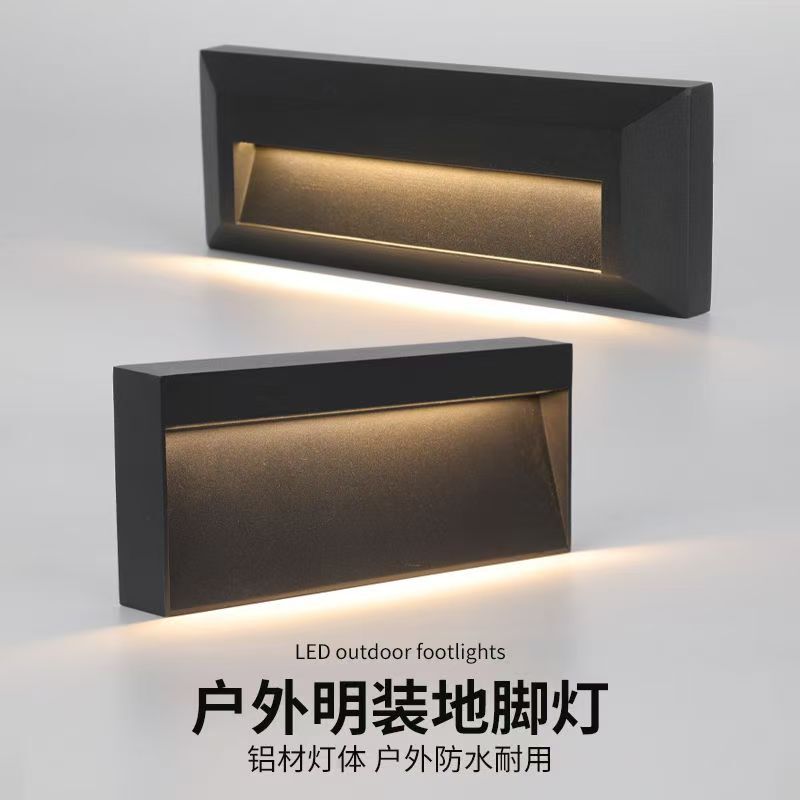 Surface-Mounted Foot Lamp, Step Lamp, Outdoor Waterproof Kick Lamp, Stair Aisle Side Wall Lamp, Garage Hole-Free Ramp Lamp