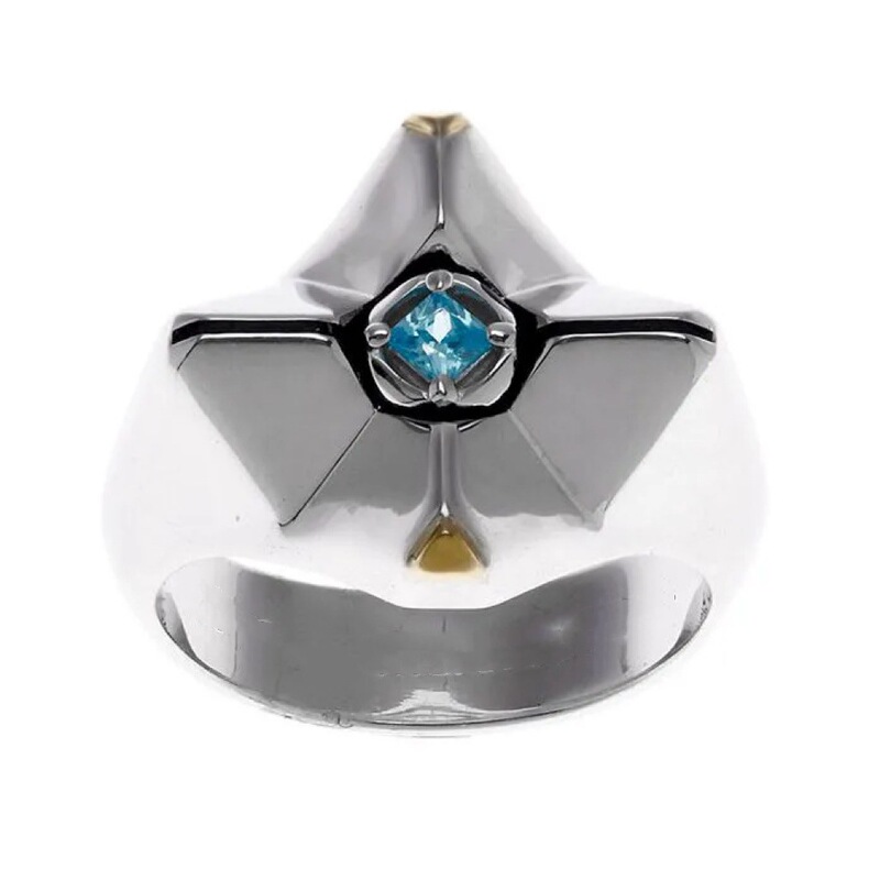 Original peripheral destiny 2Ghost stamp inlaid gold center blue crystal ring exquisite friend gift