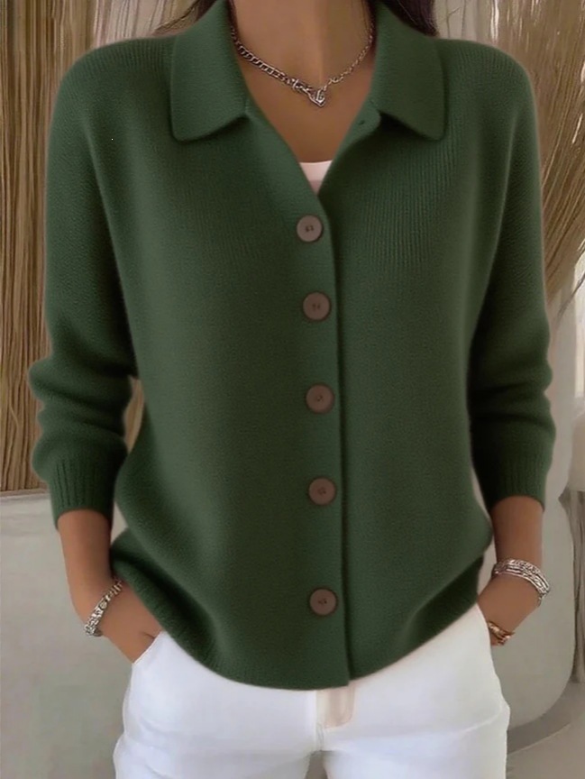 2025 Europa y los Estados Unidos botones de punto con solapa suéter cardigan abrigo otoño y invierno nuevo transfronterizo de moda casual de color sólido ropa de mujer image 5