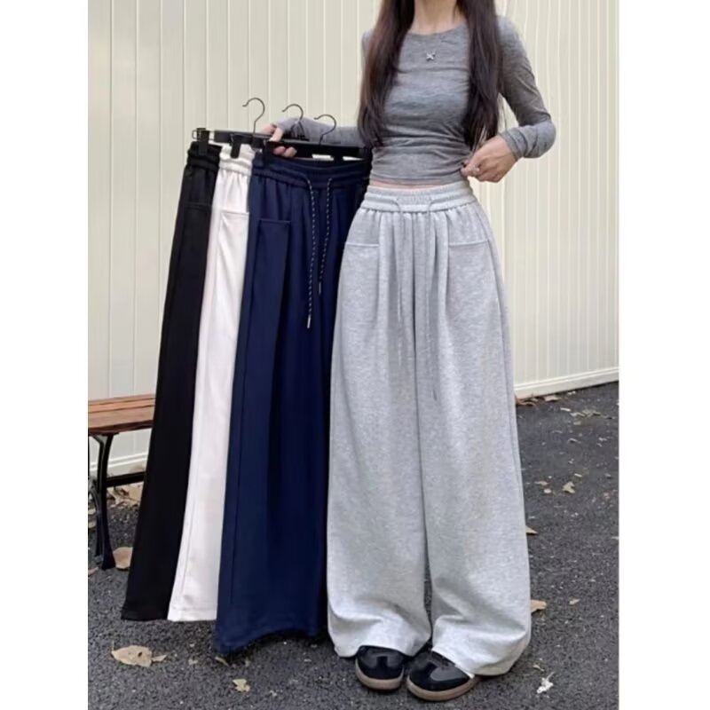 专柜品牌折扣捡漏阔腿裤宽松垂感休闲裤女装秋季高腰直筒裤拖地裤