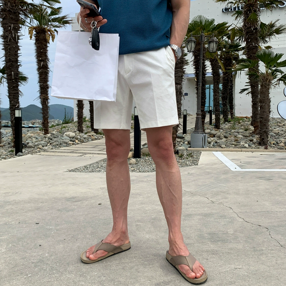 Корейские модные повседневные шорты мужские летние 2024 новые свободные прямые брюки простые однотонные короткие брюки