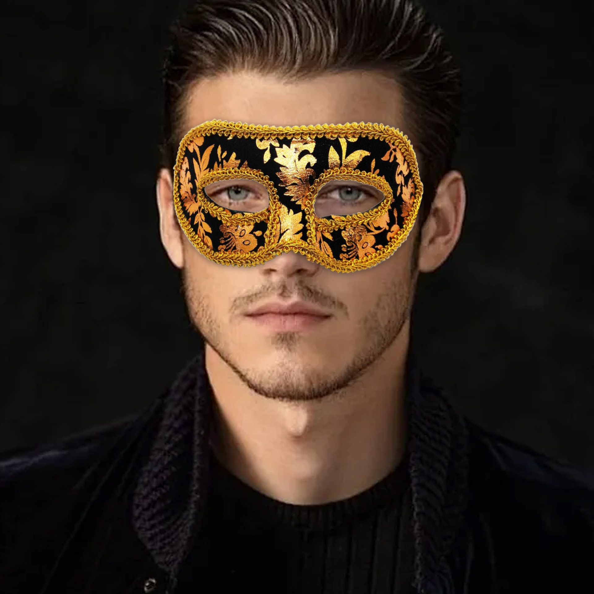 Amazon venta caliente máscara de jazz máscara de tela de lana cabeza plana máscara de borde para hombres suministros de vacaciones al por mayor