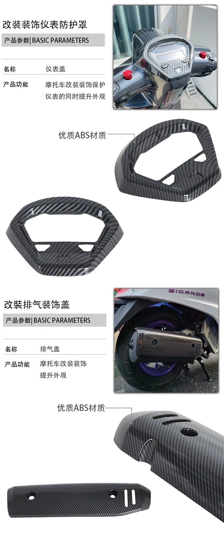 Suitable for 22-26 Honda Giorno 125 Modified Motorcycle Body Parts, Water Transfer Printing Texture Decorative Shell