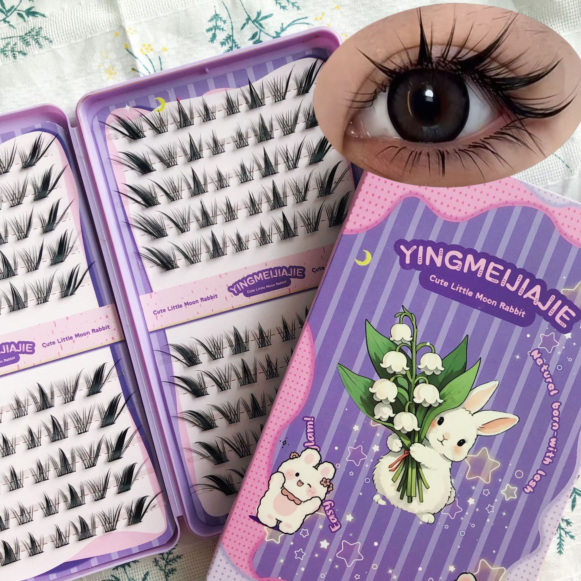 20 filas de paquete de caja de regalo de pestañas falsas transfronterizas, pestañas falsas densas, pestañas falsas sin pegamento.