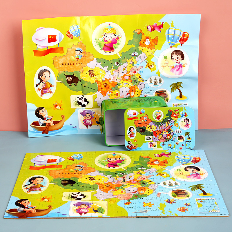 Mapa de China Rompecabezas magnético Mundo de madera Rompecabezas cognitivo de geografía Educación temprana tridimensional Mapa de madera Juguete de mosaico