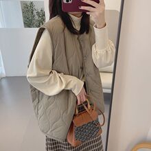 棉背心女冬季2025新款V领保暖外穿外套中长款chic背心马甲外套女