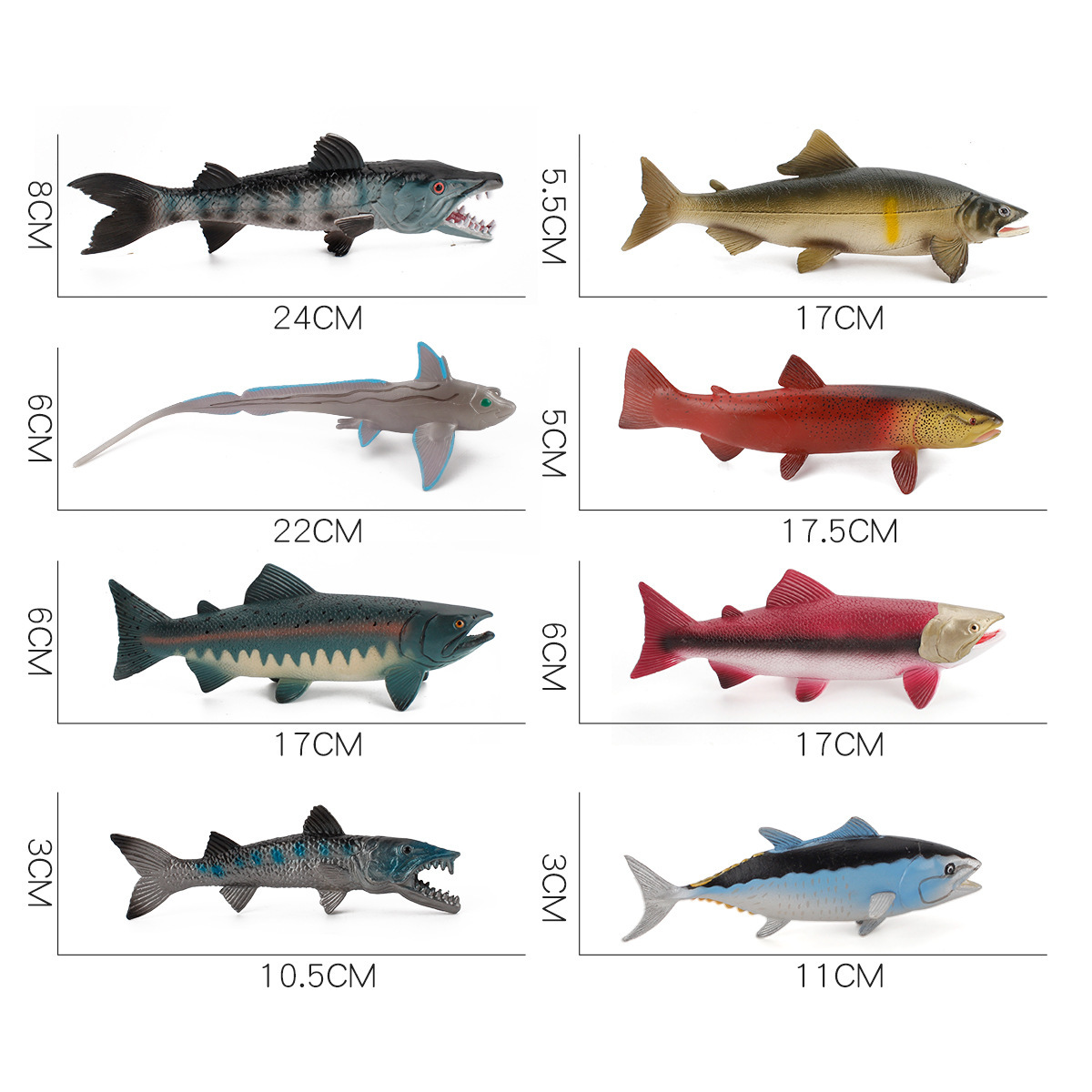 Simulación cognitiva para niños peces marinos atún salmón trucha Lobo pescado modelo Decoración Juguetes exportación transfronteriza