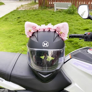 Cute Versatile Pink White Headband Helmet Decoration Motorcycle Electric Car