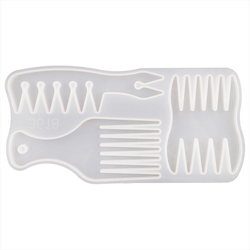 Floral DIY crystal glue comb mold shape fork comb texture comb African oil hair comb silicone mold