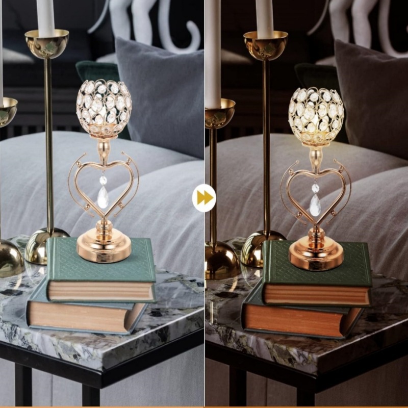 Nuevo estilo europeo de Navidad galvanizado romántico cena con velas de tres piezas decoración galvanizado en forma de corazón candelabros de cristal