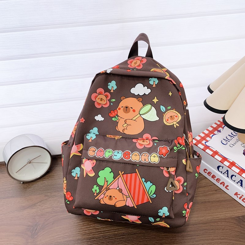 Nuevas mochilas transfronterizas para niños jardín de infantes para niños niñas lindas mochilas de dibujos animados al aire libre ocio capibara