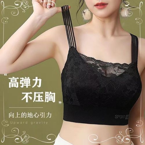 French sexy lace women's underwear women's no steel ring gathered anti-exposure sports beautiful back seamless girl's tube bra
