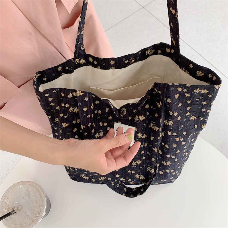 36251 Vintage floral canvas cosmetic bag, large-capacity handbag, women's single-shoulder crossbody bag, tote bag, underarm bag undefined