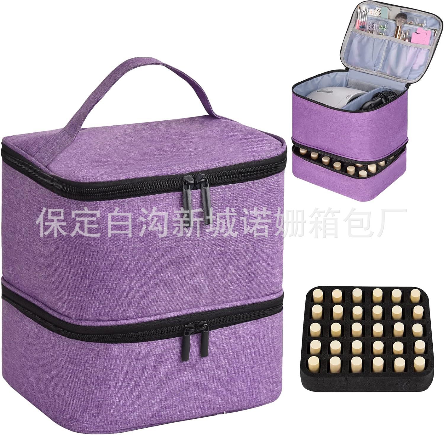 Bolso cosmético transfronterizo de gran capacidad Bolso femenino portátil de PVC de alta calidad Bolso de almacenamiento de esmalte de uñas Bolso de mano para uñas