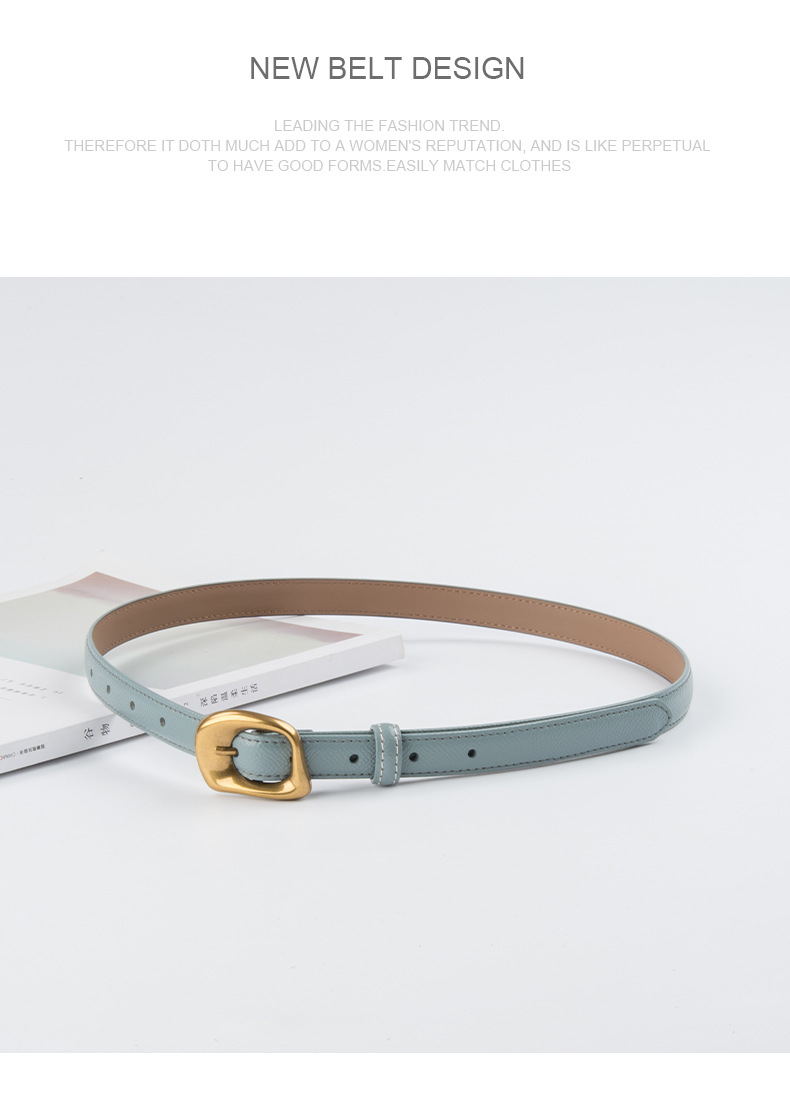 Women's Gender Simple Style Style Simple Style Geometric Two-Layer Cowhide Alloy Women's Leather Belts
