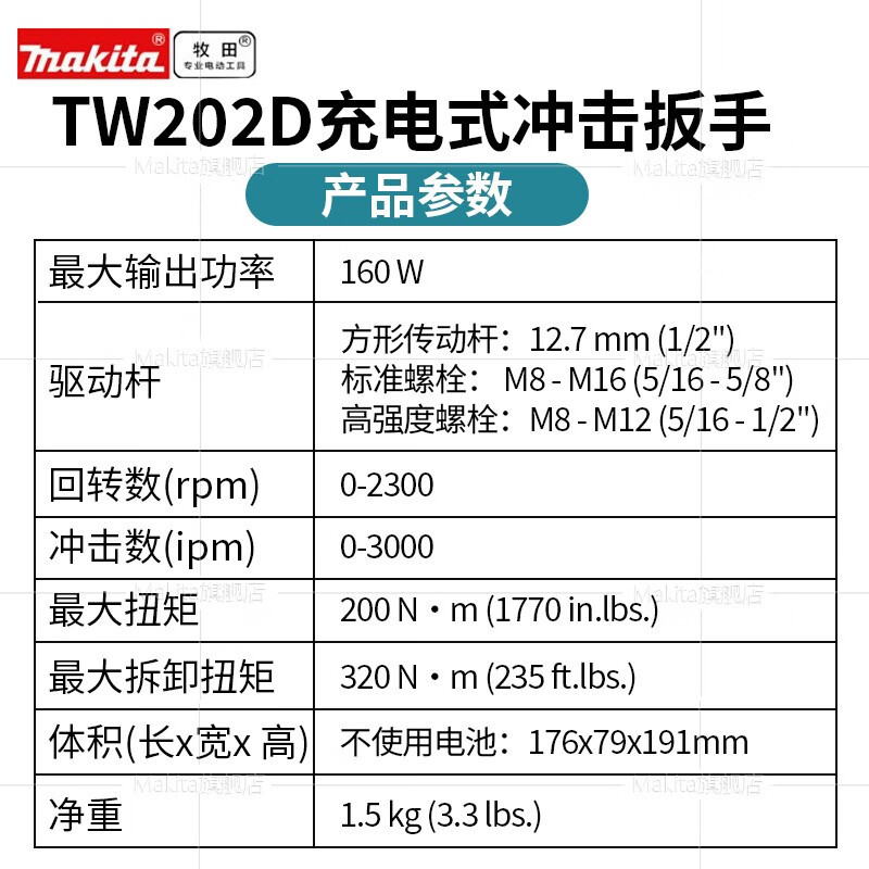 TW202D llave de impacto recargable 18V llave eléctrica de litio andamio tornillo de desmontaje de neumáticos