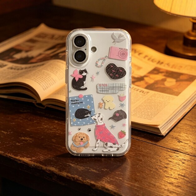 Spotted Dog Cat Bird Apple 16/15/14/13promax phone case 12/11/xr double-layer xs/8p/7p transparent Spotted Dog Cat Bird Apple 16/15/14/13promax phone case 12/11/xr double-layer xs/8p/7p transparent