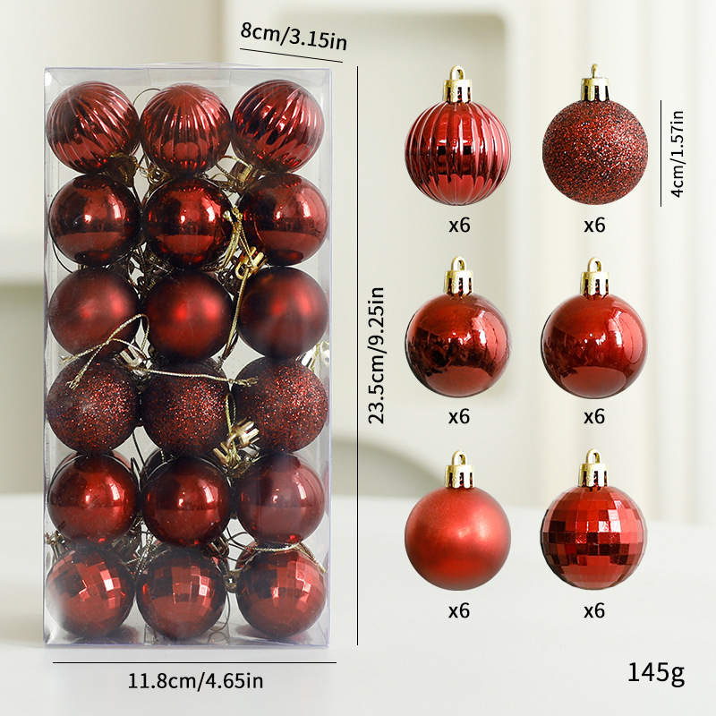 Amazon decoraciones de Navidad 4cm / 36pcs barril pintado conjunto de bolas de Navidad colgante de árbol de Navidad al por mayor