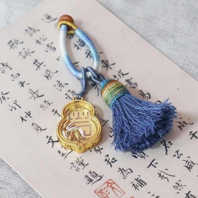 Seven-Grain Rice Necklace Cotton Thread Tassel Keychain DIY Accessories Multi-Color Cotton Thread Pendant Ring Chain Bag Tassel