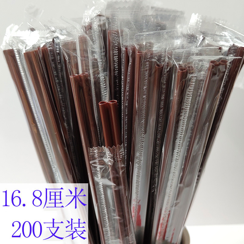 B tipo doble agujero 3 Agujero hogar agitación paja 100 desechable sola bolsa de película de plástico de grado alimenticio paja de café