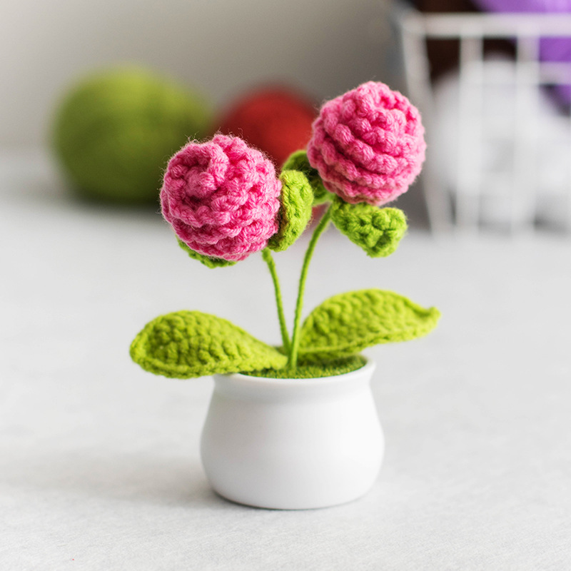 Acabado tejido a mano lirio de los valles en macetas adornos para el hogar tejido de flores artificiales hilo de lana ramo de ganchillo regalo de flores falsas