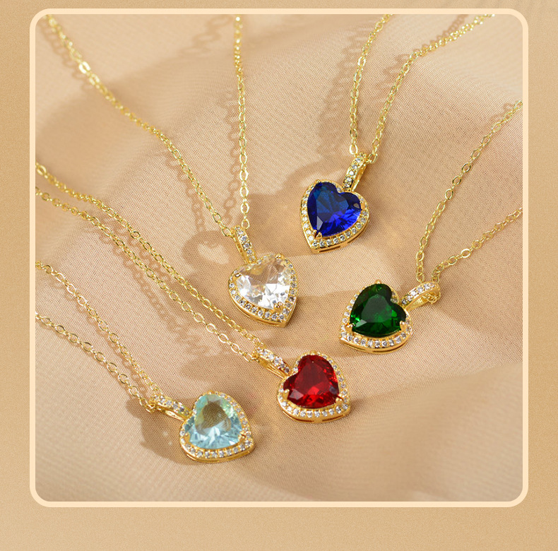 Plating, Inlay Design Romantic Style Romantic Heart Shape Copper Plating Inlay Zircon Pendant Necklace 1 Piece