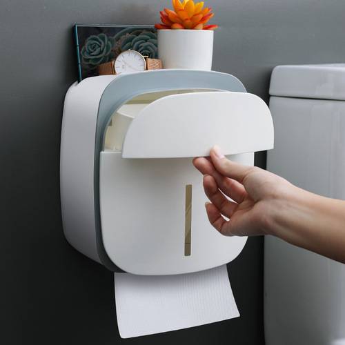 Toilet paper holder without drilling double-layer tissue box, bathroom double-layer pull-out tissue box, wall-mounted paper towel rack, waterproof storage rack
