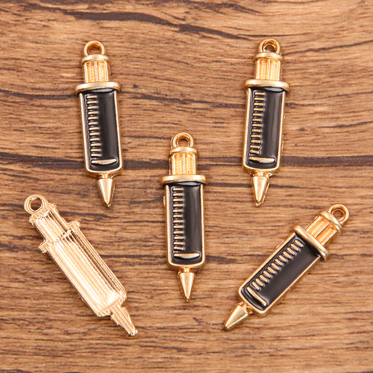 6 encanto médico DIY aleación accesorios de la joyería 2 color base gota aceite estetoscopio jeringa amor colgante