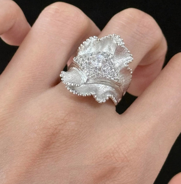 Silver Brushed Designer Ring For Women Minimalist Index Ring_voghion.com