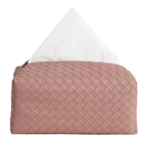 Cross-border Amazon simple PU woven texture tissue box leather tissue bag hotel living room waterproof tissue bag wholesale