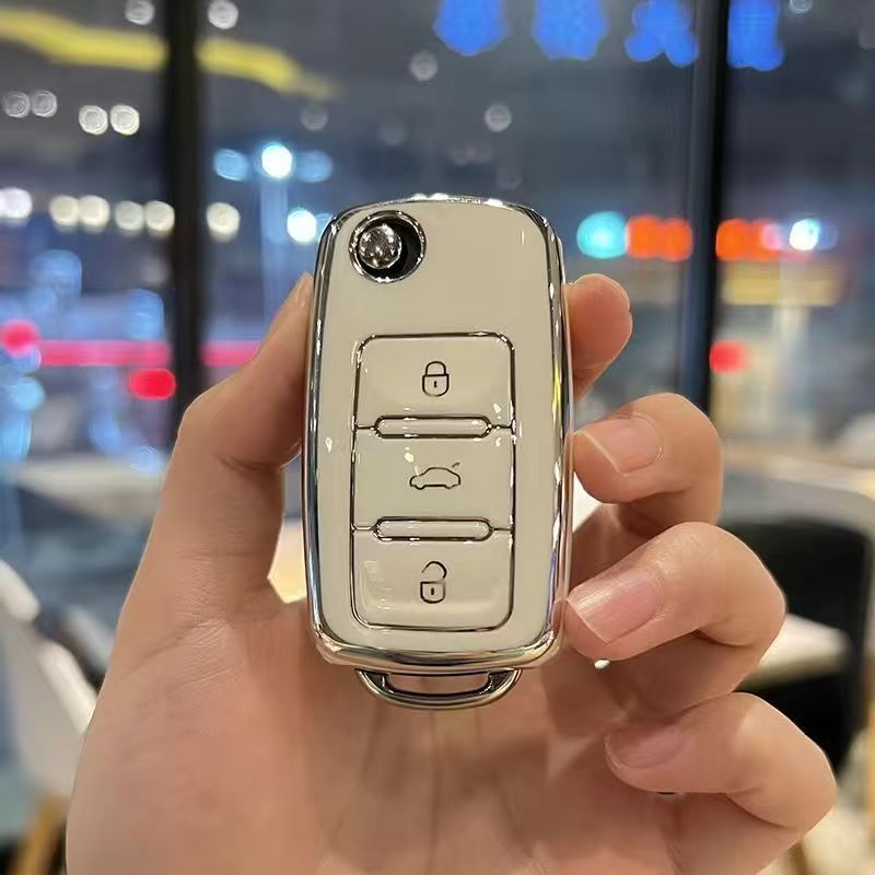 Чехол для ключа Volkswagen серебряный край черный