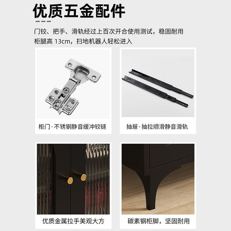 岩板餐边柜多功能茶水柜客厅轻奢家用靠墙收纳储物柜吧台柜一体柜|undefined