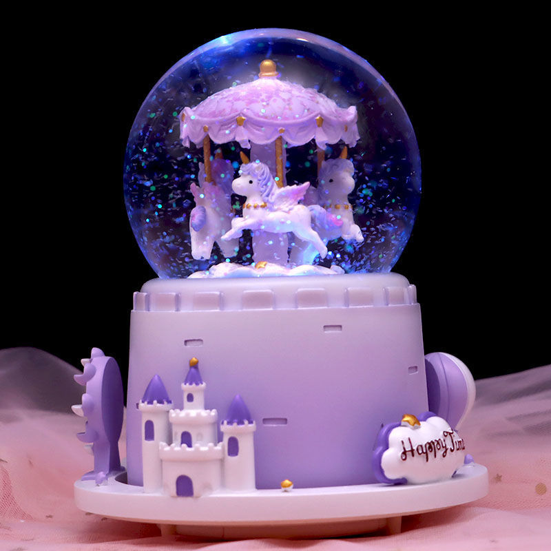 crystal ball The music box merry-go-round Music box automatic Snow Snowflake princess children birthday graduation gift