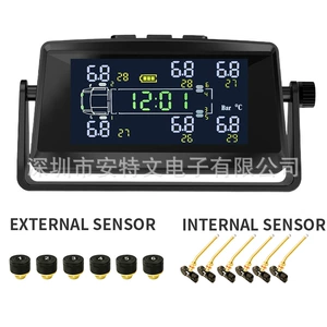 6 təkərli yük maşını, yüngül yük maşını, RV simsiz TPMS, günəş enerjili təkər təzyiq və temperatur ekranı
