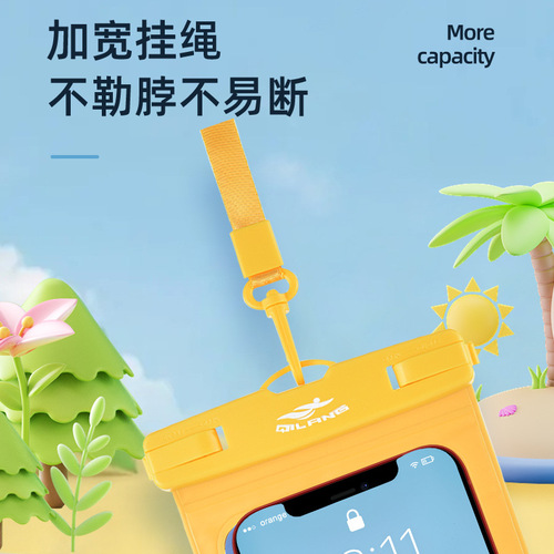 Mobile phone waterproof bag for diving, swimming and rafting, touch screen, PVC air bag, waterproof protective bag, three-layer seal with Velcro