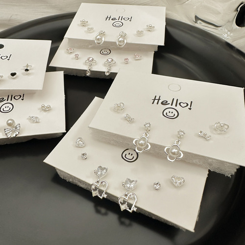 Elegant and lightweight luxury-style s925 earring set with unique design, featuring butterfly knot and heart shapes, sweet and charming earrings for women, wholesale.
