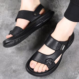 Летняя кожаная пляжная обувь для отдыха, тапочки, сандалии, воловья кожа, из натуральной кожи