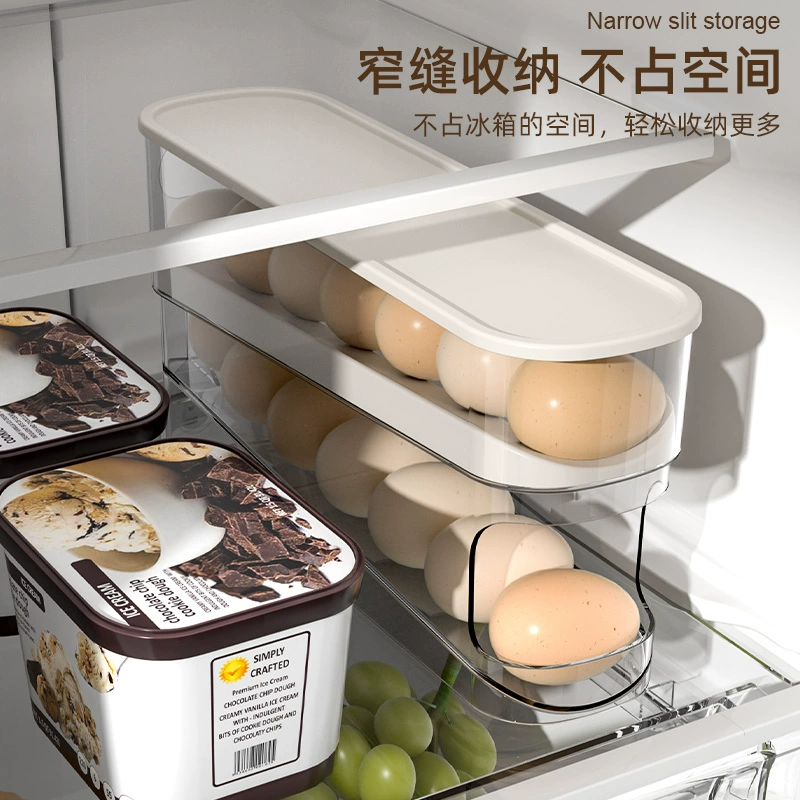 Automatic rolling egg storage box refrigerator with the side door puts egg box to install egg frame to support fresh box