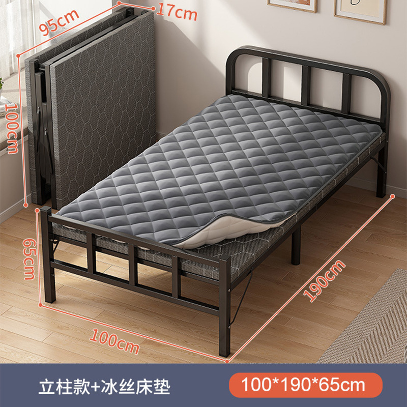 Cama plegable Hogar individual Multifuncional Cama de almuerzo de 1,2 m Casa de alquiler para adultos Oficina Placa dura Cama de hierro Acompañado