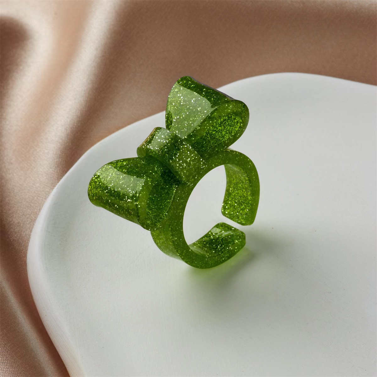 Holiday Occasion Acrylic Material Cartoon Style Cute Bow Knot Arylic Women's Open Rings