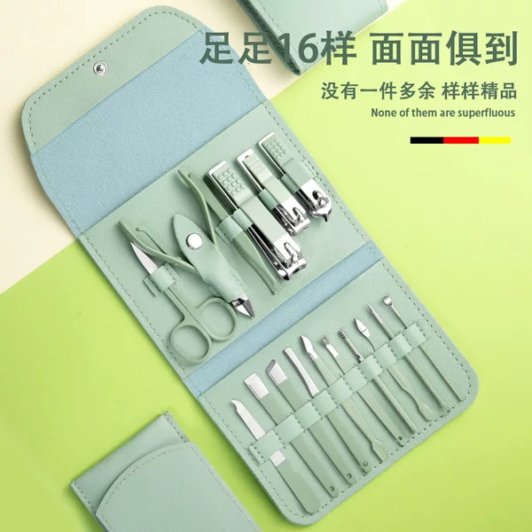 Spot Foldableing Bag Nail Scissors Set 16-Piece Set Portable Nail Clippers Pedicure Tools Household Nail Clipper Set