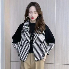 高档水貂绒女外套秋冬新款西装领加厚外穿针织开衫上衣女洋气韩版