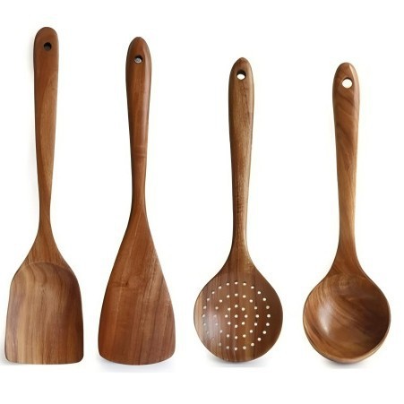 Acacia pala de madera no pegajosa pala de verduras pala de madera casera pala de ensalada tenedor de cola de cocina set