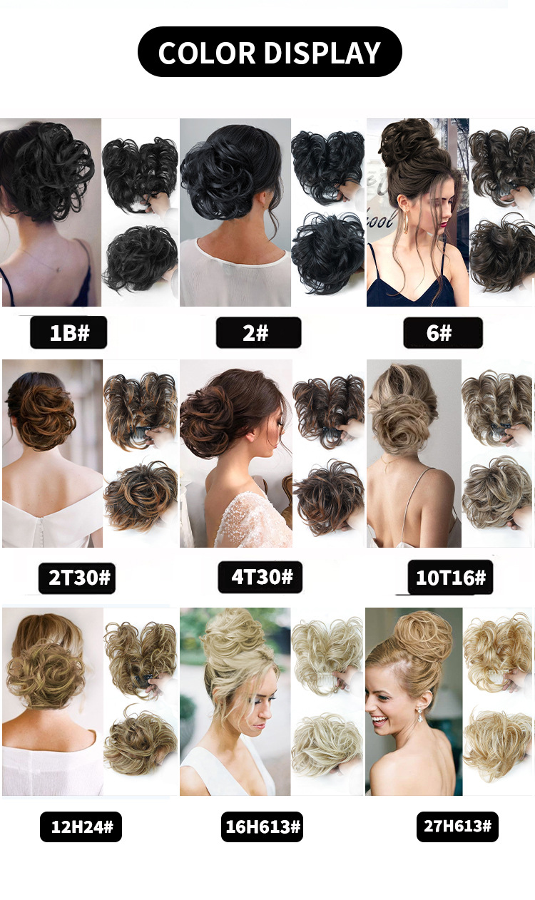 Vente en gros de nouvelles pièces de perruque en fibres chimiques européennes et américaines transfrontalières, chignon de volant en soie à haute température,_voghion.com