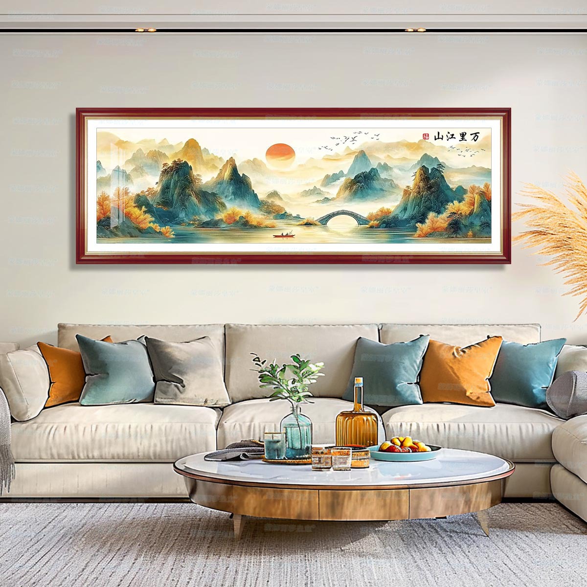 [Tela de algodón importada] Mona Lisa Royal Cross Stitch Diez mil millas de montañas y ríos Pintura de paisaje de punto de cruz grande Sala de estar image 1