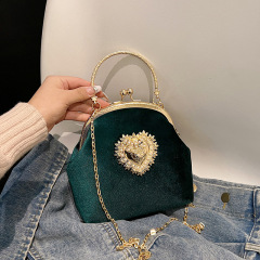 Cross-border new niche design hand-held shoulder bag women's retro baroque evening wear bag lipstick bag