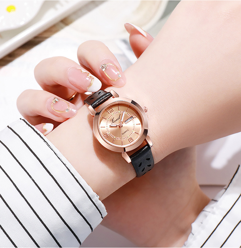 Online celebrity live streaming women's Korean version minimalist waterproof luminous dual calendar non mechanical_voghion.com